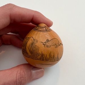 Antique lanzou carved etched gourd Chinese Zodiac year of Rat folk art